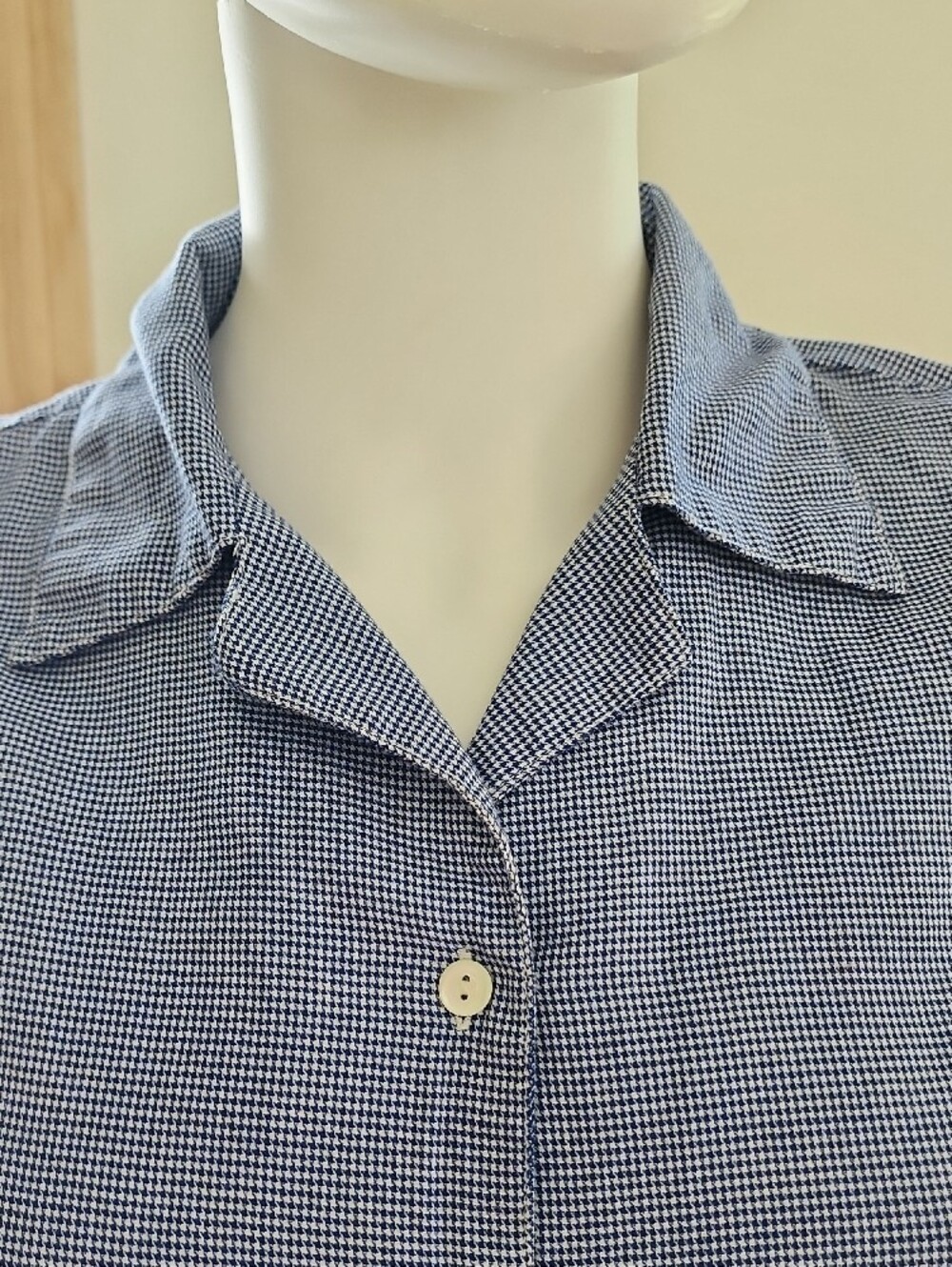 GAP Vintage 90s Y2K Women’s Blue Short-Sleeve Button-Down Shirt Collar Checkered - Picture 3 of 9
